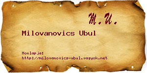 Milovanovics Ubul névjegykártya